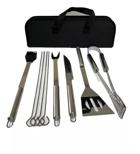 Kit Churrasco De Luxo 9 Peças Inox Profissional C/ Maleta